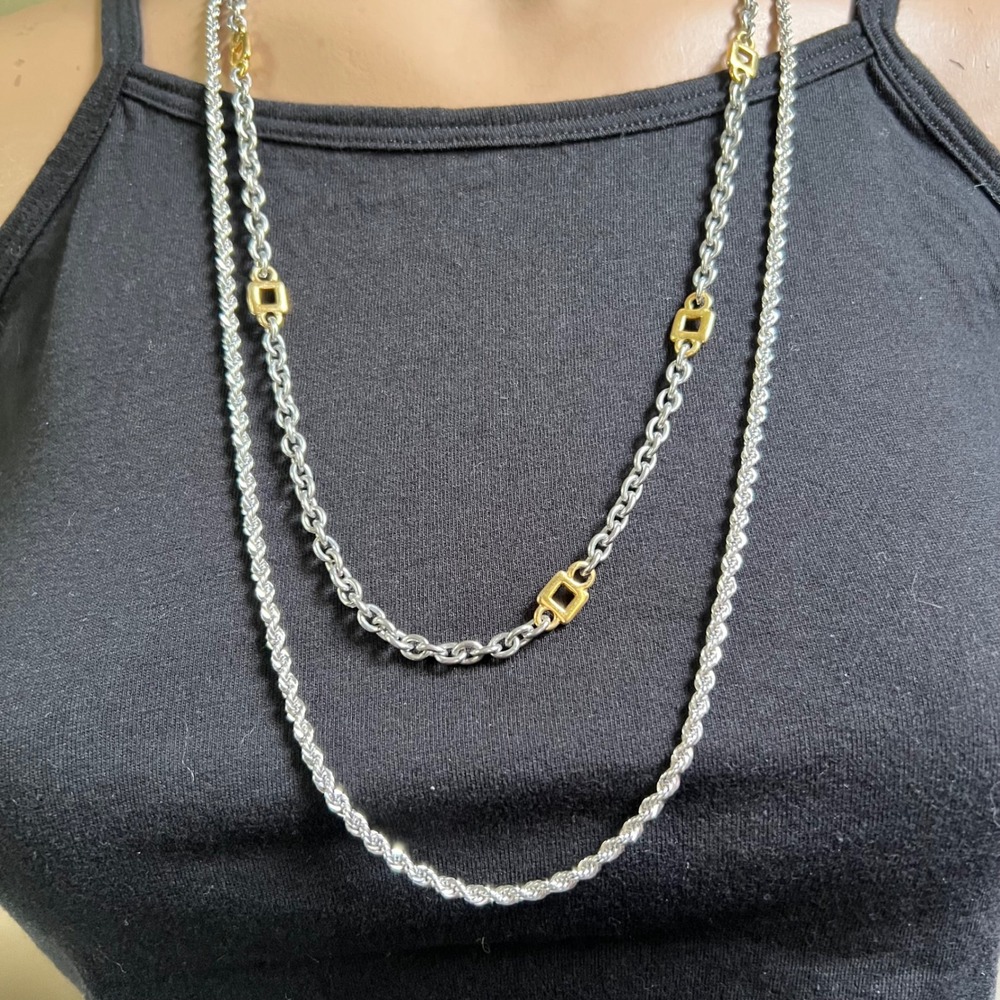 Monet Mixed Metal‎ Geometric Necklace Set OS Silver